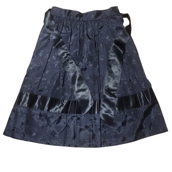 Christie Evan Ltd. Dresses & Skirts - Vintage Christie Evan Ltd Black Floral Jacquard Satin Ribbon Midi Skirt Sz 13‎